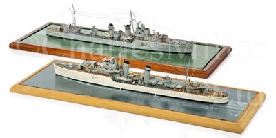 Lot 326 - A 1:192 SCALE STATIC DISPLAY WATERLINE MODEL FOR THE D-CLASS DESTROYER H.M.S DIAMOND (H22), AS DEPICTED ON THE CHINA STATION SERVICE, 1934-5; and another by the same hand