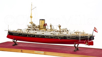 Lot 266 - A FINELY DETAILED 1:100 SCALE STATIC DISPLAY MODEL OF THE MONARCH-CLASS COASTAL DEFENCE SHIP WIEN BUILT FOR THE AUSTRO-HUNGARIAN NAVY, 1898