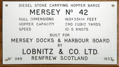 Lot 136 - A BOARDROOM MODEL BY BASSETT-LOWKE LTD, NORTHAMPTON FOR THE DIESEL STONE-CARRYING HOPPER BARGE MERSEY No. 42, BUILT FOR MERSEY DOCKS & HARBOUR BOARD BY LOBNITZ & CO. LTD, RENFREW, 1957