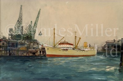 Lot 138 - FRANK HENRY MASON (BRITISH, 1875-1965)

The F.T. Everard cargo ship 'Stability' unloading at Crown Wharf, Deptford