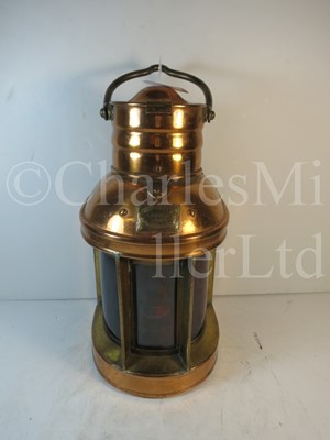 Lot 147 - A COPPER AND BRASS LAUNCH LAMP, CIRCA 1890