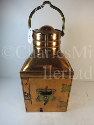 Lot 147 - A COPPER AND BRASS LAUNCH LAMP, CIRCA 1890