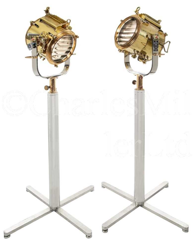 Lot 325 - A FINE PAIR OF RECONDITIONED ROYAL NAVY SIGNAL LIGHTS, CIRCA 1940