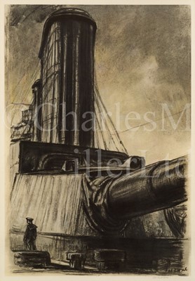 Lot 292 - MUIRHEAD BONE (BRITISH, 1876-1953) - Onboard the battlecruiser H.M.S. ‘Lion’