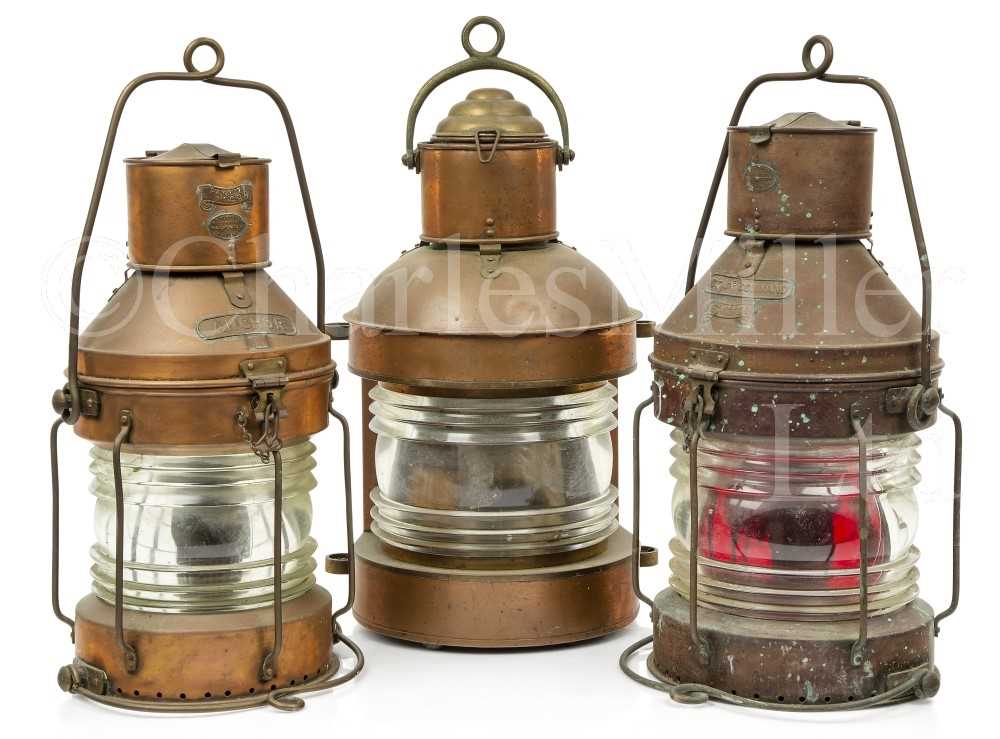 Lot 137 - COPPER AND BRASS NAVIGATION LAMPS