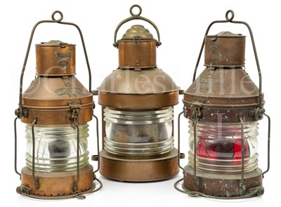 Lot 137 - COPPER AND BRASS NAVIGATION LAMPS