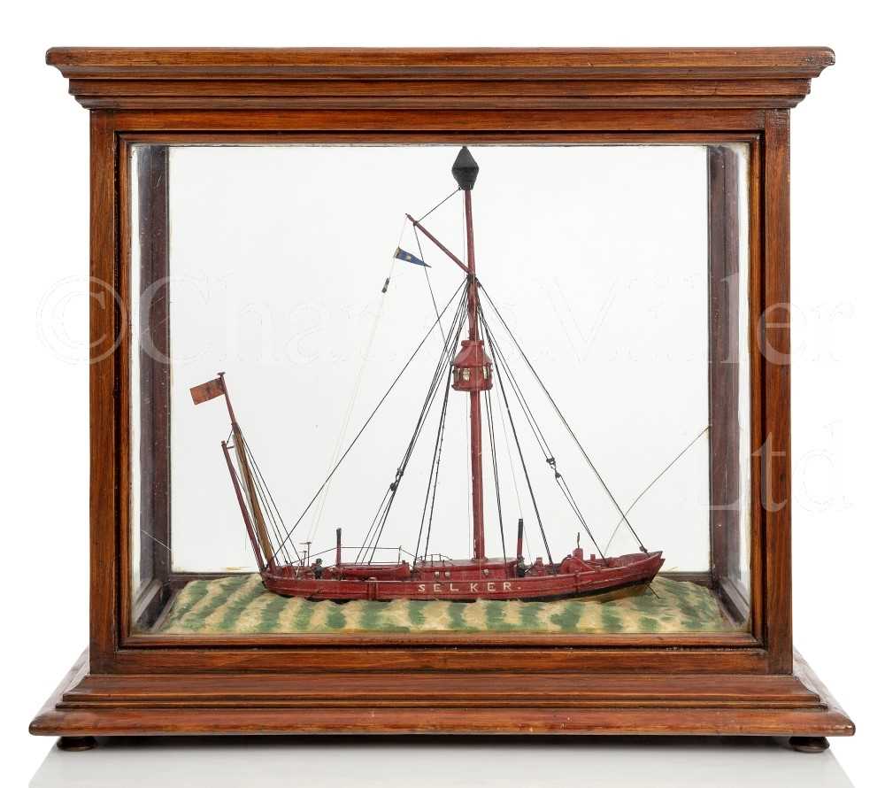 Lot 25 - A WELL-PRESENTED SAILOR-MADE WATERLINE MODEL OF THE SOLWAY FIRTH LIGHTSHIP SELKER, CIRCA 1890