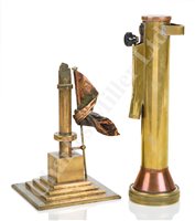 Lot 180 - AN ADMIRALTY PATTERN SIGNALLING TORCH, CIRCA 1940s; plus a maquette of a monument to 'Iltis'