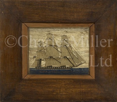 Lot 208 - A SAILOR’S WOOLWORK PICTURE OF H.M.S. 'LIFFEY', CIRCA 1860
