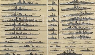 Lot 317 - GEORGE HORACE DAVIS (BRITISH, 1881-1960) : Kriegsmarine recognition profiles, three-quarter bow views and aerial views