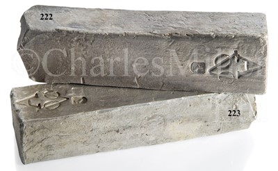 Lot 222 - A DUTCH EAST INDIA COMPANY (V.O.C.) SILVER INGOT SALVAGED FROM THE ROOSWIJK CARGO, CIRCA 1739