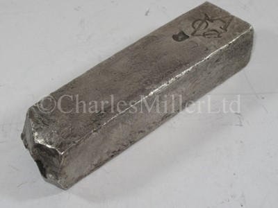 Lot 223 - A DUTCH EAST INDIA COMPANY (V.O.C.) SILVER INGOT SALVAGED FROM THE ROOSWIJK CARGO, CIRCA 1739