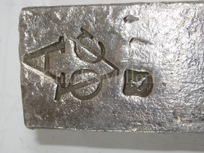 Lot 223 - A DUTCH EAST INDIA COMPANY (V.O.C.) SILVER INGOT SALVAGED FROM THE ROOSWIJK CARGO, CIRCA 1739