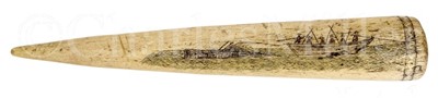 Lot 48 - Ø A SCRIMSHAW DECORATED WHALEBONE FID, CIRCA 1860
