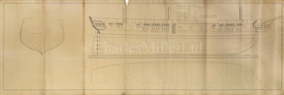 Lot 194 - AN ADMIRALTY SHEER DRAFT PLAN FOR A 48-GUN FRIGATE, CIRCA 1825