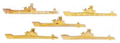 Lot 305 - A FLOTILLA OF FIVE GOLD POST-WAR SUBMARINE SERVICE BADGES