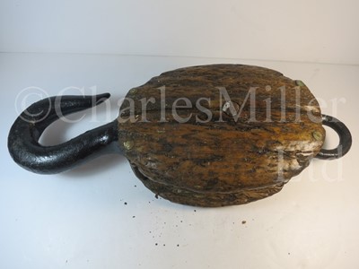 Lot 218 - Ø 19TH CENTURY GUNNERY BLOCKS AND TACKLE RECOVERED FROM THE WRECK OF H.M.S. CONWAY (EX. NILE)