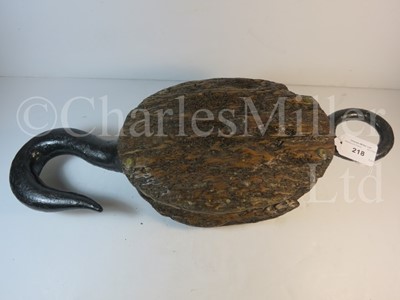 Lot 218 - Ø 19TH CENTURY GUNNERY BLOCKS AND TACKLE RECOVERED FROM THE WRECK OF H.M.S. CONWAY (EX. NILE)