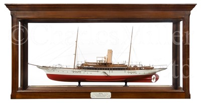 Lot 99 - THE BUILDER'S MODEL FOR H.M. KING VICTOR EMANUELE III OF ITALY'S PRIVATE STEAM YACHT IELA, 1914, ORIGINALLY BUILT AS S.Y. RANNOCH, 1902, BY RAMAGE FERGUSON