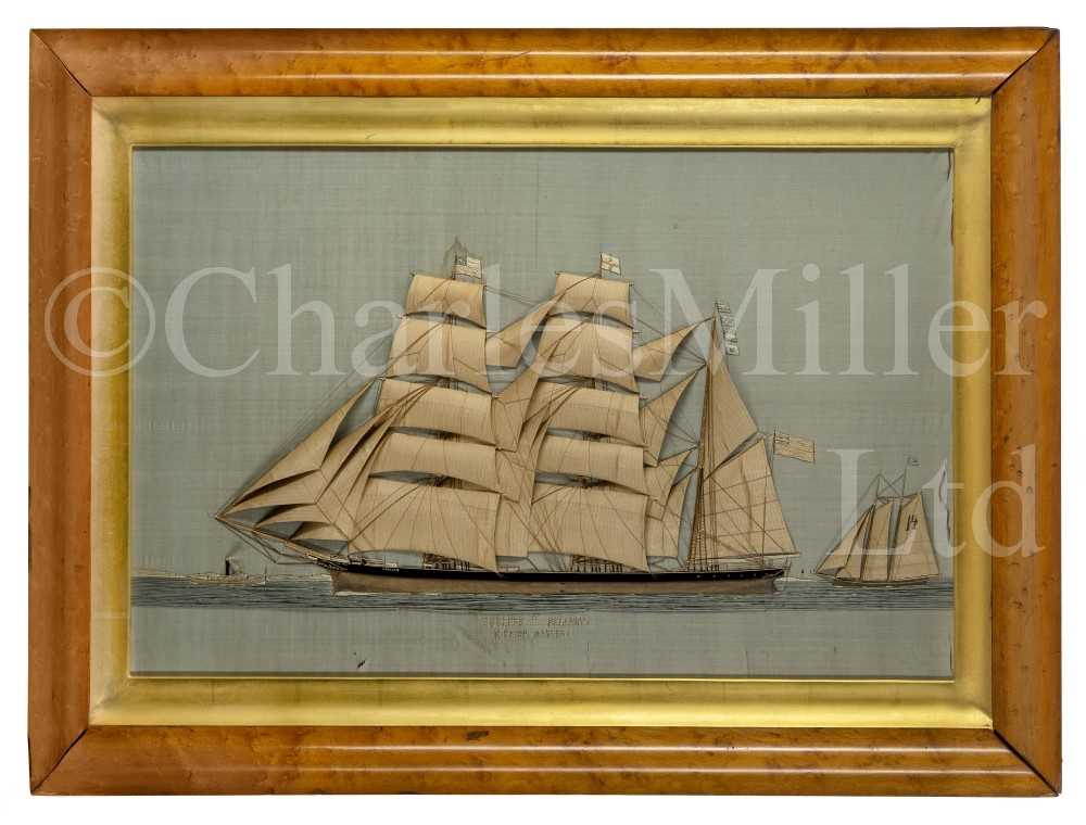 Lot 68 - A RAISED SILKWORK PICTURE OF THE BARQUE COOLEEN, BELFAST BY THOMAS WILLIS, NEW YORK