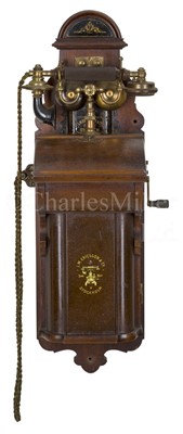 Lot 351 - A WALL-MOUNTED MAGNETO  TELEPHONE BY L.M. ERICSSON & CO., STOCKHOLM, CIRCA 1910