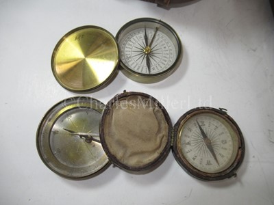 Lot 338 - A HAND-HELD BEARING COMPASS BY WEST, CIRCA 1820; together with seven other compasses