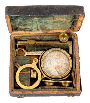Lot 131 - AN ELLIS-TYPE AQUATIC MICROSCOPE BY PETER DOLLOND, CIRCA 1768, ONE OF FOUR TAKEN BY JOSEPH BANKS ABOARD THE ENDEAVOUR ON CAPTAIN COOK'S FIRST VOYAGE OF DISCOVERY, 1768-1771