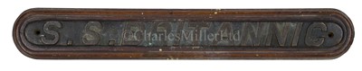 Lot 125 - A LIFEBOAT NAMEPLATE FROM S.S. BRITANNIC, CIRCA 1914