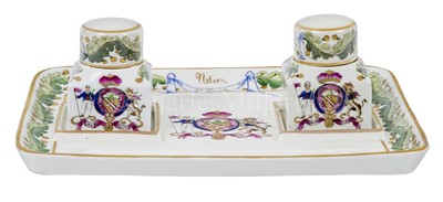 Lot 206 - A NELSON BALTIC WARE STANDISH BY SAMPSON, CIRCA 1890