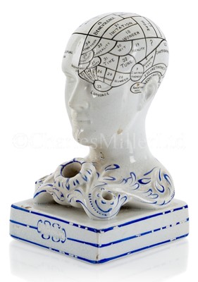 Lot 353 - A PHRENOLOGY INKWELL BY F. BRIDGES, CIRCA 1850