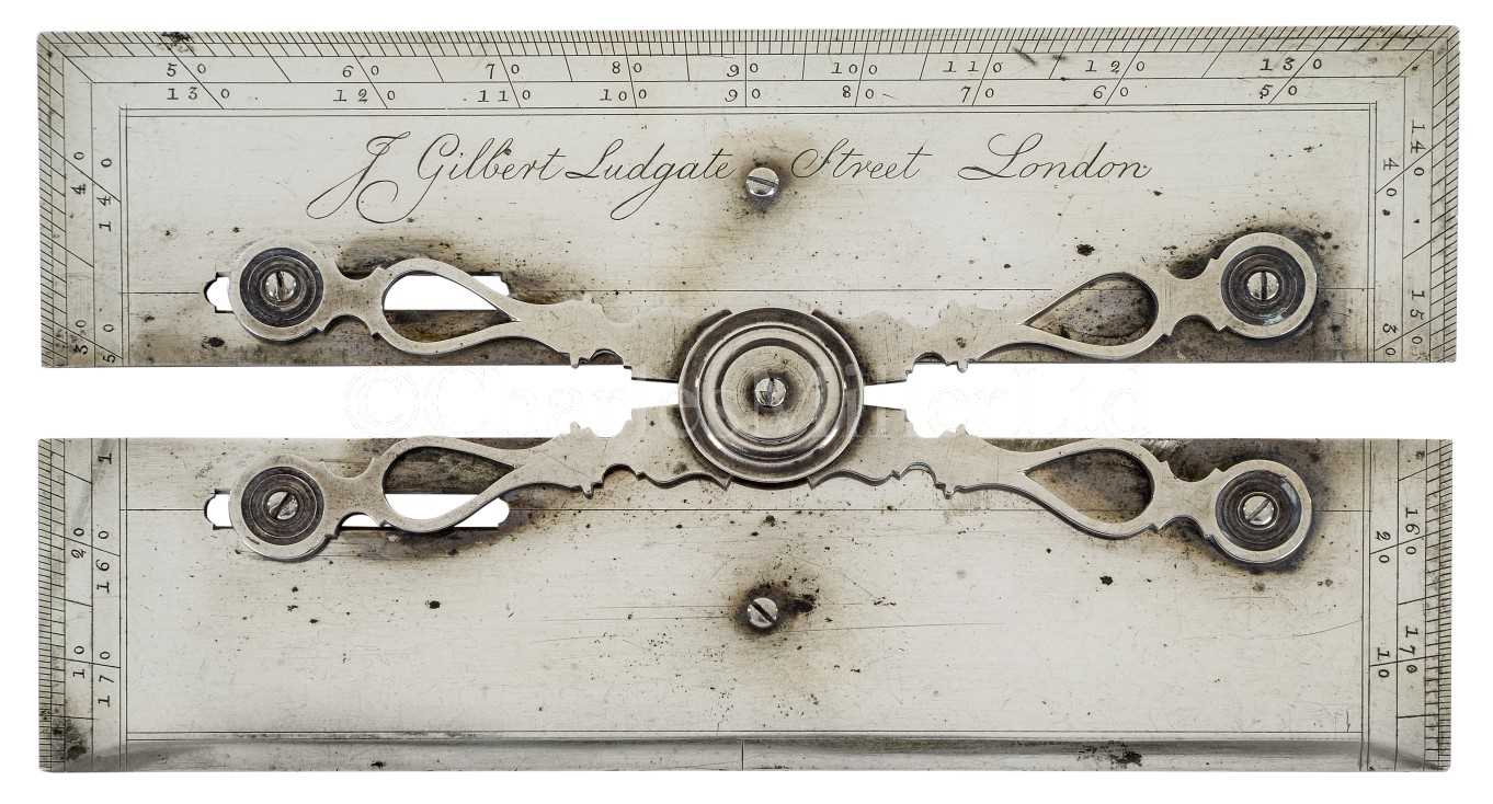 Lot 356 - A FINE SILVER SCISSOR-TYPE PARALLEL RULE BY