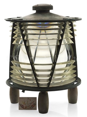 Lot 132 - A FRESNEL LAMP HOUSING, POSSIBLY FOR A RIVER ESTUARY, 19TH CENTURY