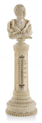 Lot 364 - A DIEPPE IVORY DESK THERMOMETER, CIRCA 1830