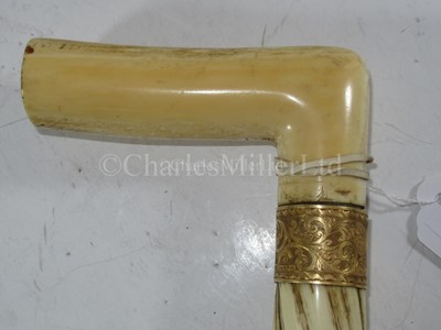 Lot 44 - A FINE GOLD-MOUNTED NARWHAL AND MARINE IVORY WALKING STICK