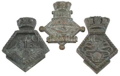 Lot 301 - AN INTERESTING GROUP OF THREE UNOFFICIAL X / XE-CRAFT MINIATURE SUBMARINE BADGES, 1943-5