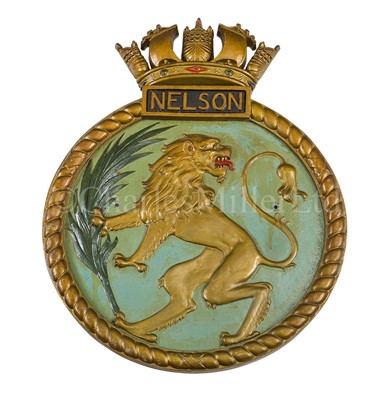 Lot 305 - AN OVERSIZED SHIP'S BADGE FOR H.M.S. NELSON