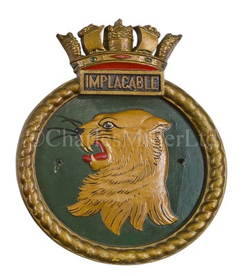 Lot 307 - A SCREEN BADGE FROM H.M. AIRCRAFT CARRIER IMPLACABLE, CIRCA 1942