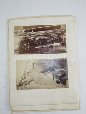 Lot 237 - A CONTEMPORARY PHOTOGRAPH OF THE DECK OF THE ILL-FATED H.M.S. CAPTAIN, FOUNDERED 1870