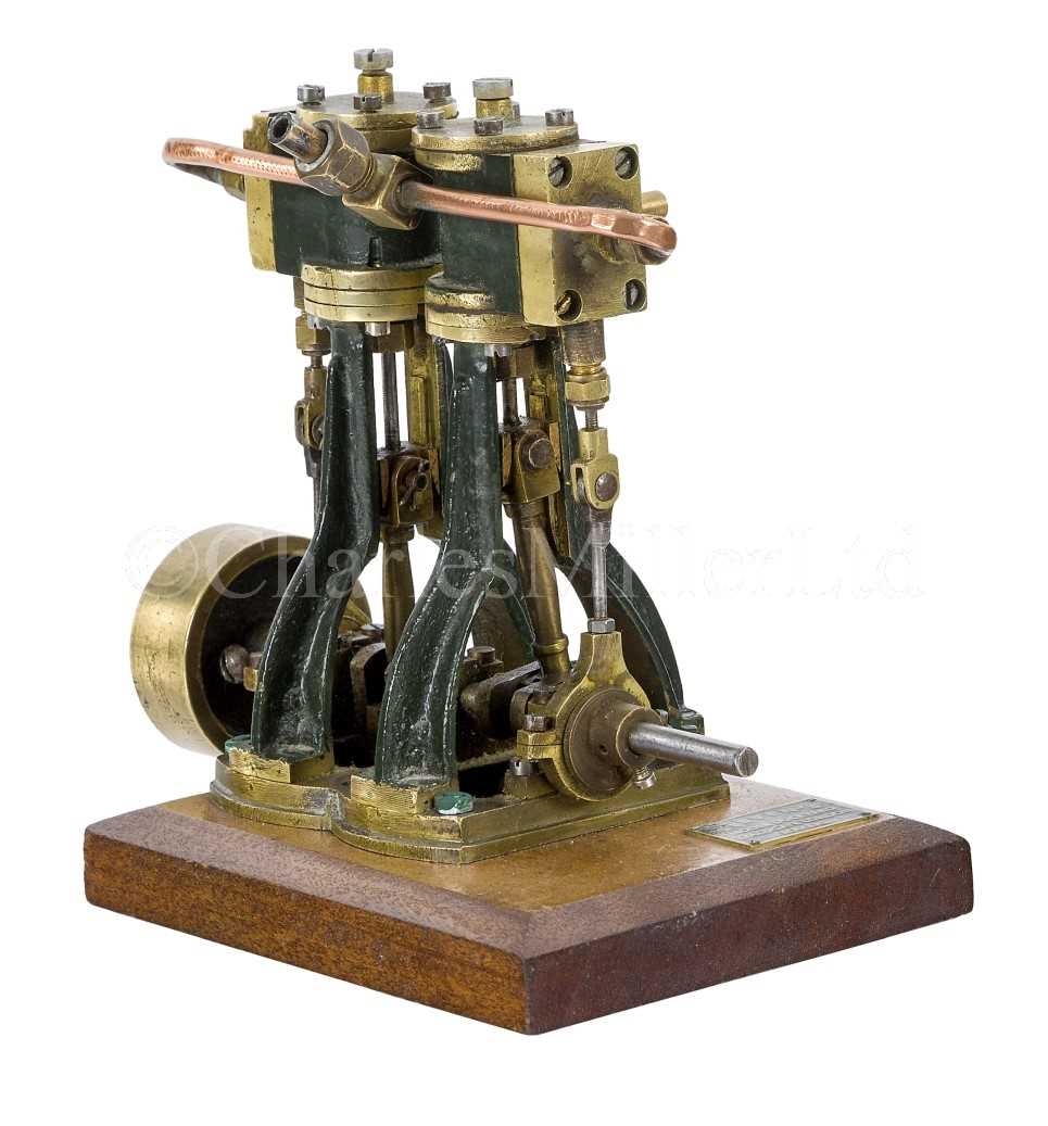 Lot 117 - A TWIN-CYLINDER MARINE ENGINE BY STEVEN'S MODEL DOCKYARD, CIRCA 1900