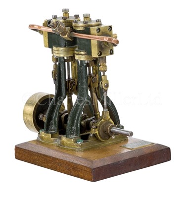 Lot 117 - A TWIN-CYLINDER MARINE ENGINE BY STEVEN'S MODEL DOCKYARD, CIRCA 1900