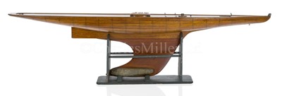 Lot 67A - A MODEL STRAIGHT LINE SAILING YACHT HULL FOR A PLANK-ON-EDGE YACHT DESIGN OF CIRCA 1895