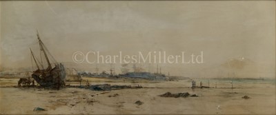 Lot 130 - CHARLES DIXON (BRITISH, 1872-1934) - A view of Devonport with the chimneys of the Royal William Victualling Yard in the distance