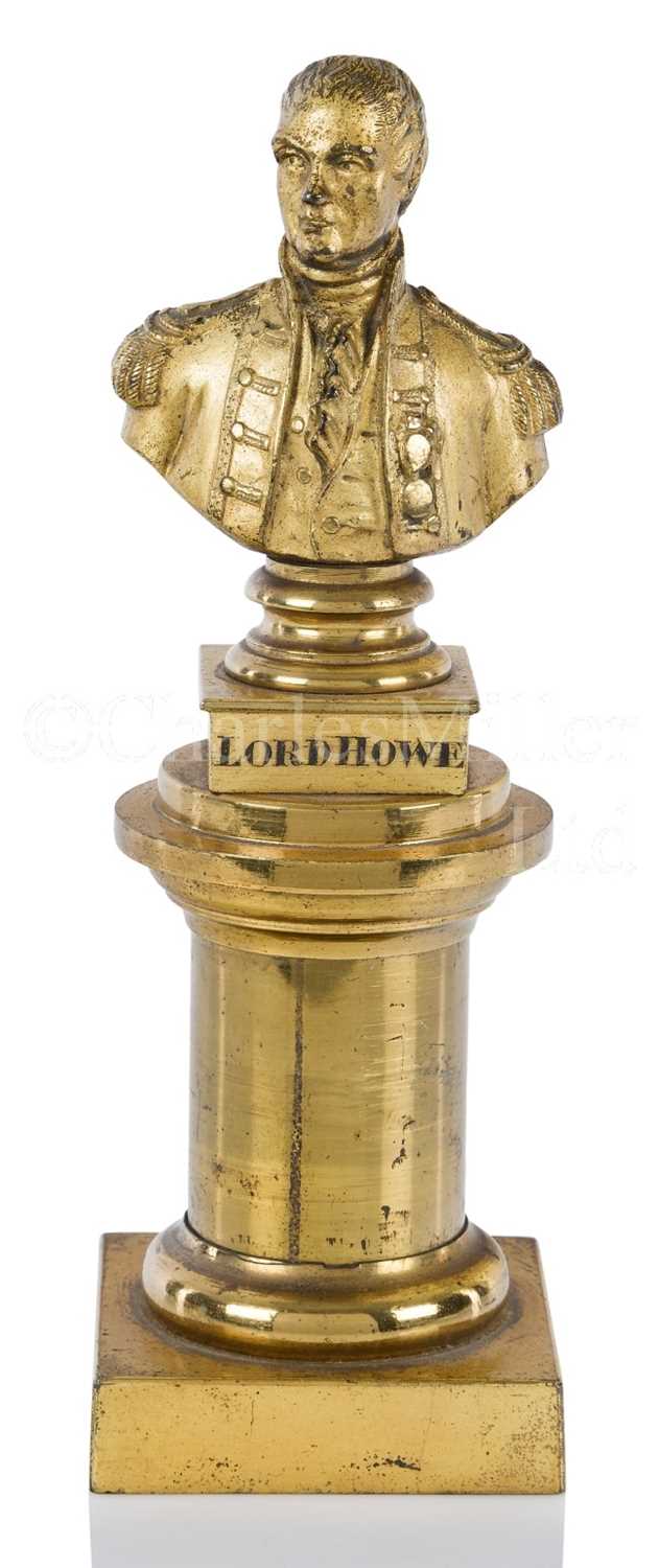 Lot 181 - A GILT-BRONZE BUST OF ADMIRAL LORD HOWE, 19TH CENTURY