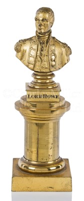 Lot 181 - A GILT-BRONZE BUST OF ADMIRAL LORD HOWE, 19TH CENTURY