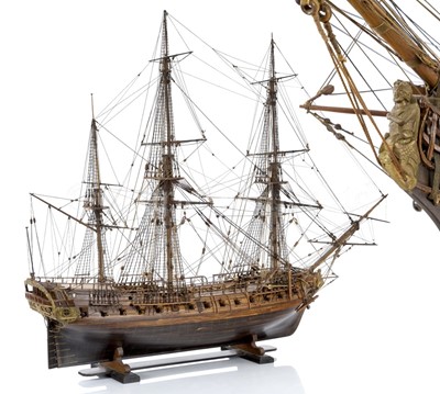 Lot 196 - A DETAILED 1:48 SCALE STATIC DISPLAY MODEL OF A 40-GUN FRIGATE DESIGNED BY A.F. CHAPMAN FOR THE SWEDISH NAVY, CIRCA 1768