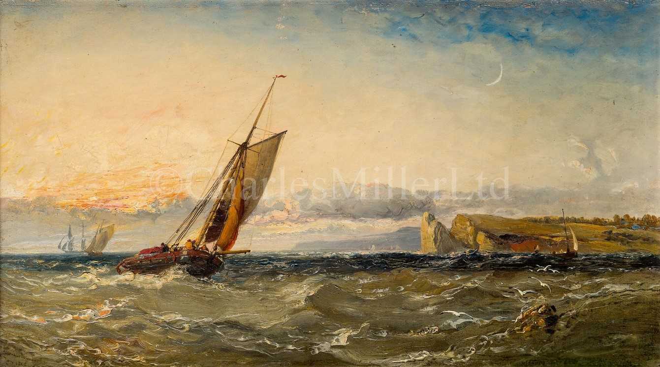 Lot 7 - ARTHUR JOSEPH MEADOWS (BRITISH, 1843-1907) - Off Dawlish - Evening