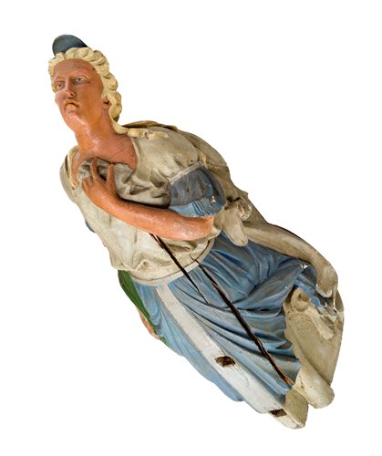 Lot 205 - A FINE FEMALE FIGUREHEAD, CIRCA 1860<br/>carved...