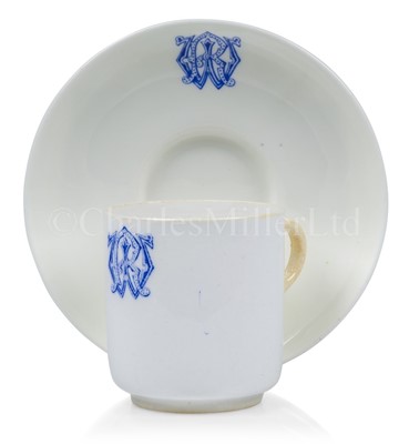 Lot 238 - A ROYAL NAVAL OFFICER'S CUP AND SAUCER, CIRCA 1880