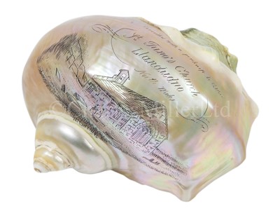 Lot 37 - A NAUTILUS SHELL CARVED BY C. WOOD, CIRCA 1860