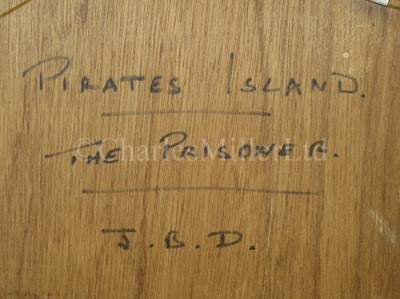 Lot 82 - JOHN BENTHAM DINSDALE (BRITISH, 1927-2008) - Pirate Bay, the surprise gun; Pirate’s Island, the prisoner